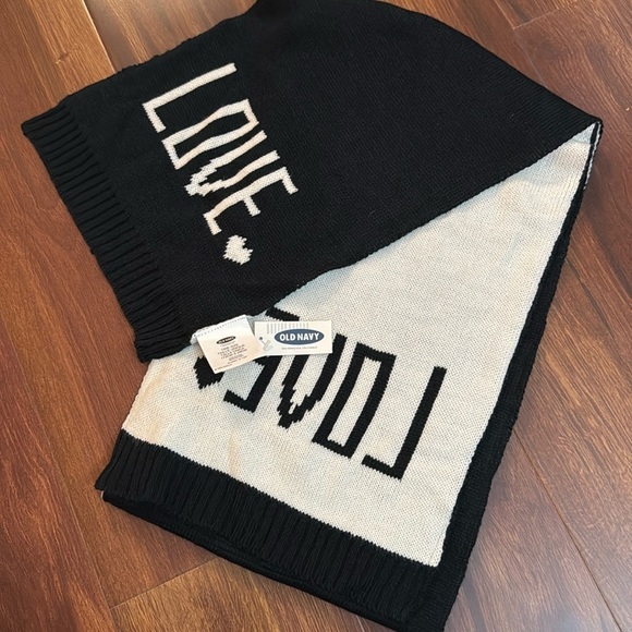 Old Navy Accessories - Old Navy Black and White Unisex LOVE Scarf